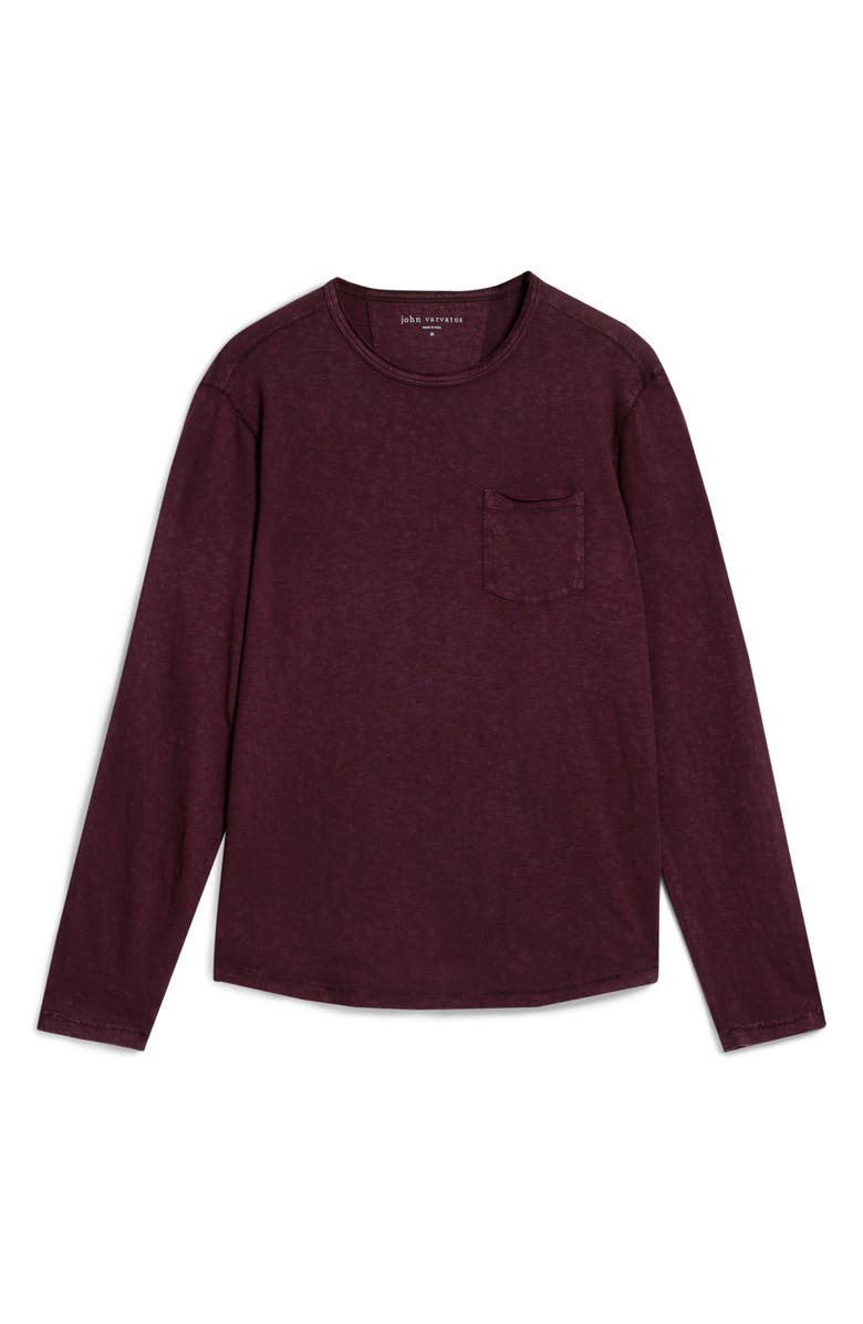 John Varvatos Sid Raw Edge Organic Cotton Long Sleeve T-Shirt, Alternate, color, Dark Plum