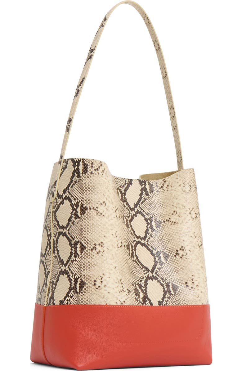 Mansur Gavriel Everyday Cabas Snakeskin Embossed Leather Tote, Alternate, color, Roccia/ Pomodoro