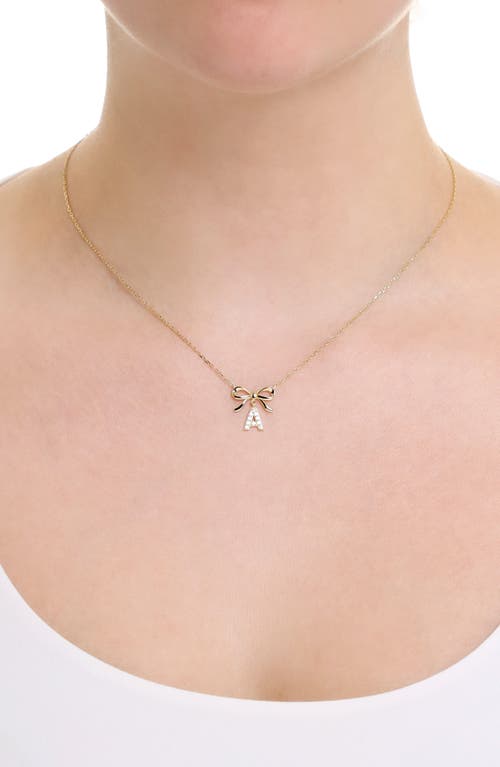 Athra Luxe Cubic Zirconia Bow Initial Pendant Necklace
