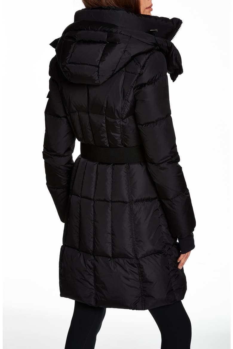 Noho Belted Down Puffer Coat with Removable Hood, Alternate, color, MATTE BLACK
