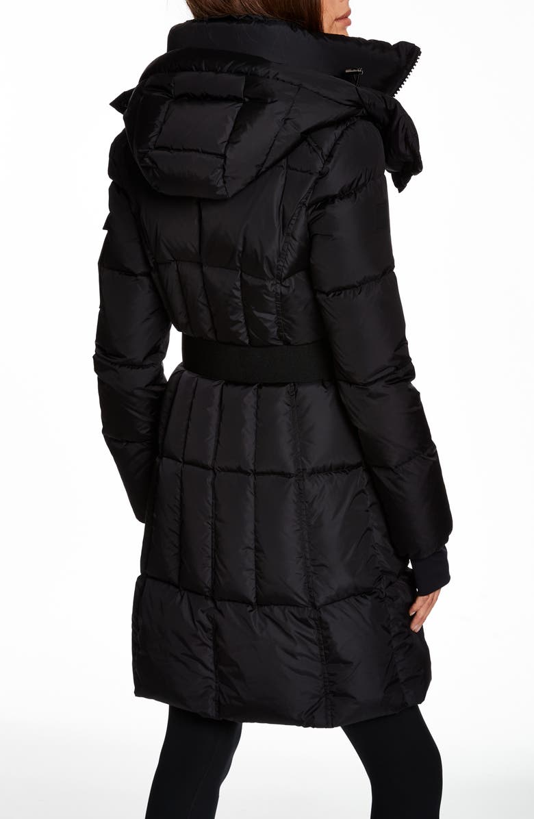 SAM. Noho Belted Down Puffer Coat with Removable Hood, Alternate, color, Matte Black