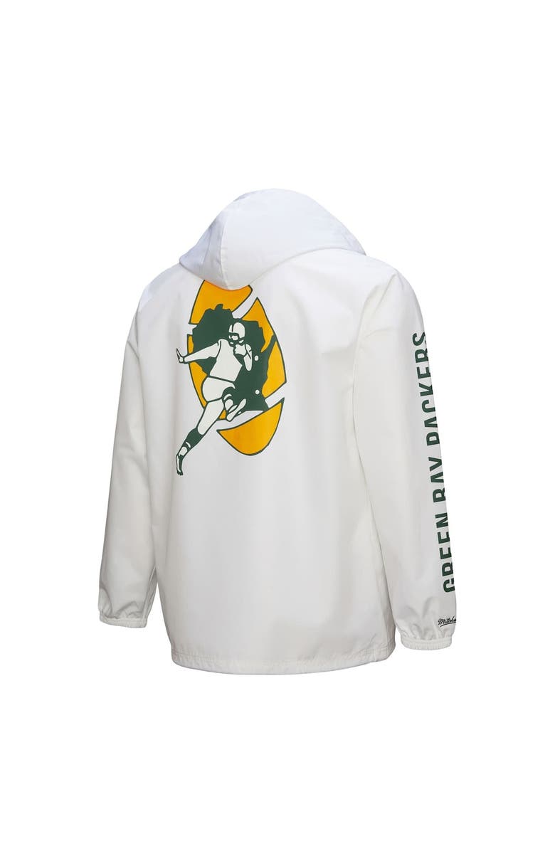 Mitchell & Ness Men's Mitchell & Ness  White Green Bay Packers Vintage Logo Coaches Full-Snap Hoodie Jacket, Alternate, color, 