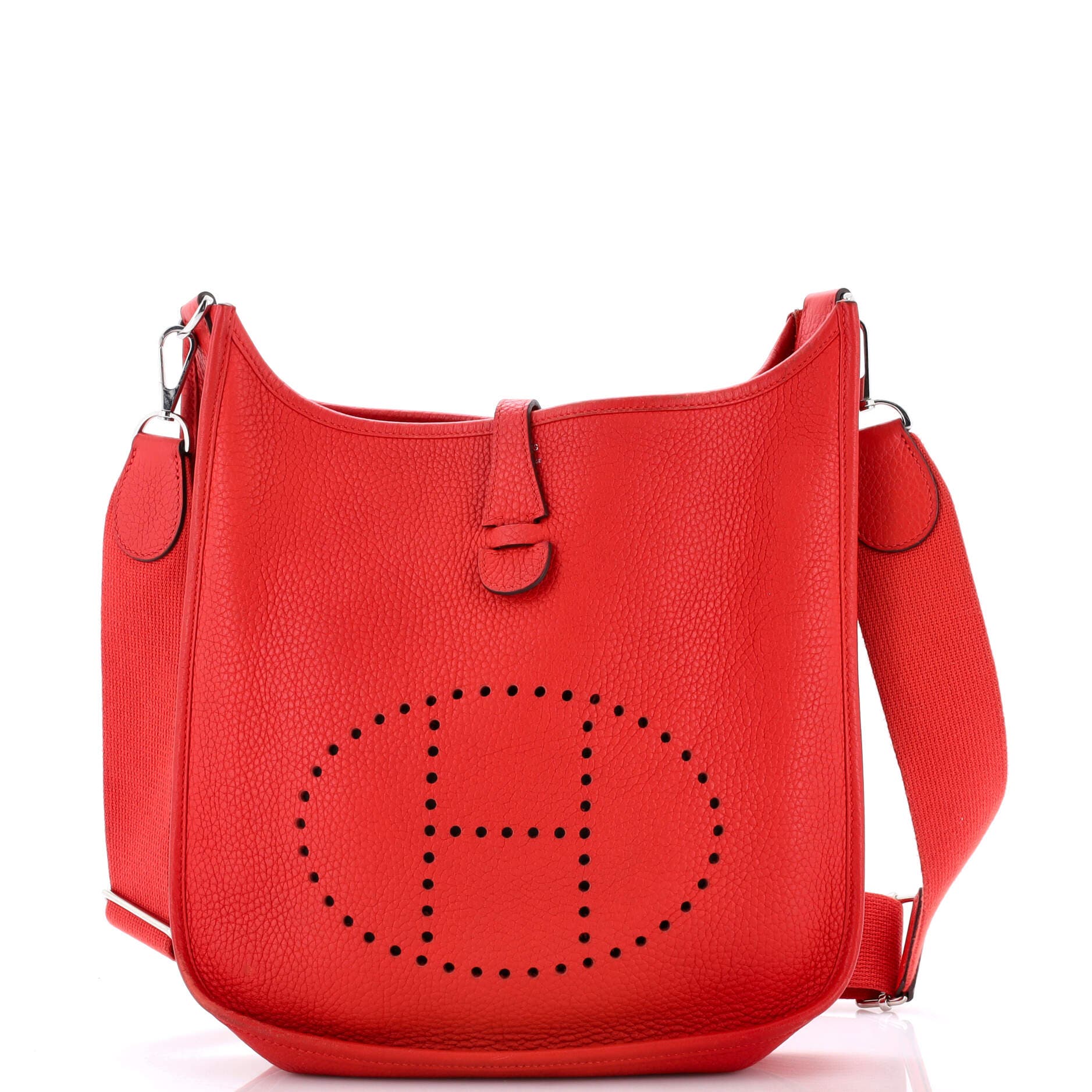 Pre-Owned Hermes Evelyne Bag Gen III Clemence PM, Main, color, Rouge Tomate