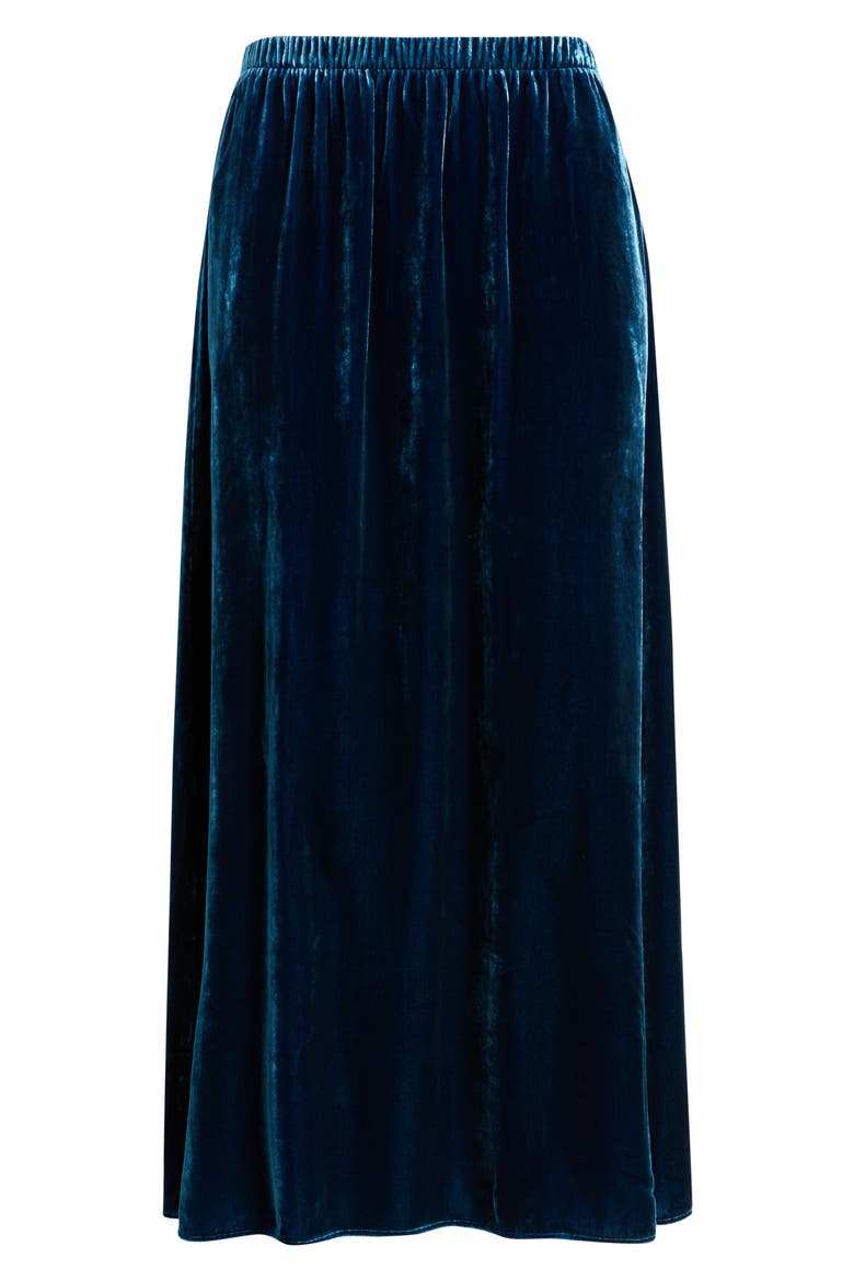 Velvet Midi A-Line Skirt, Alternate, color, ATLANTIS