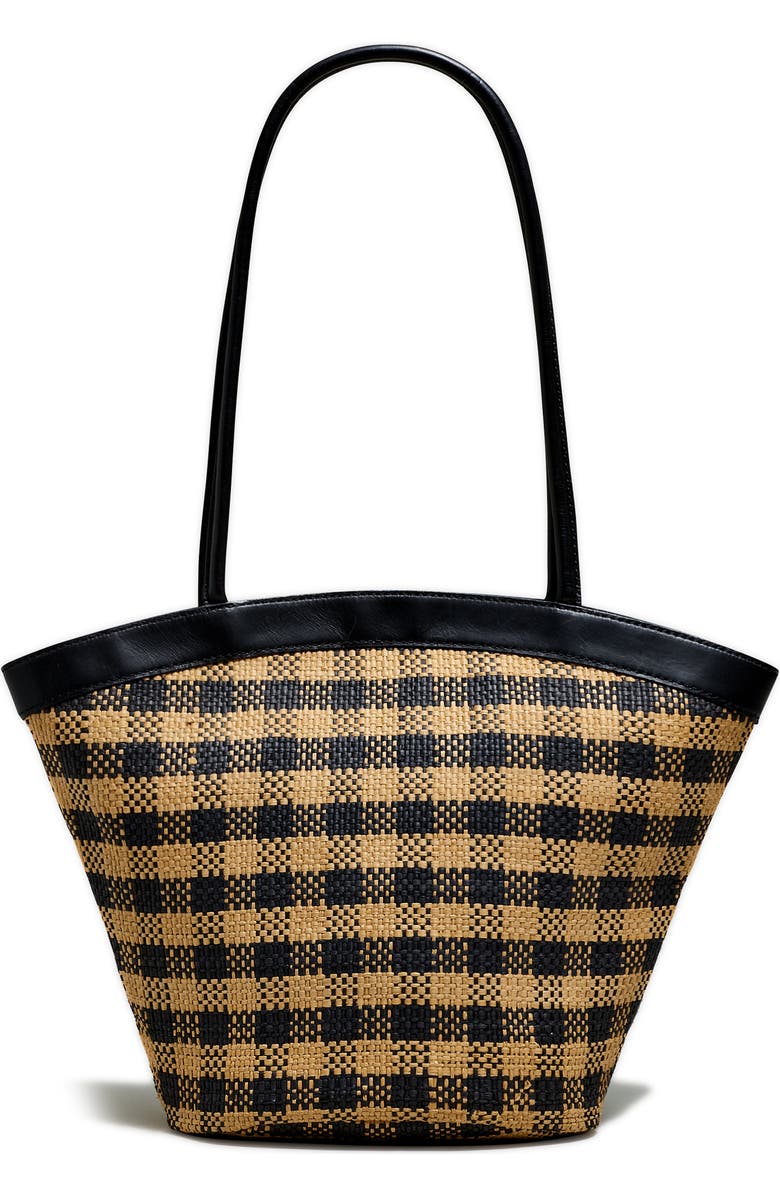 Madewell Market Check Woven Straw Basket Tote, Main, color,