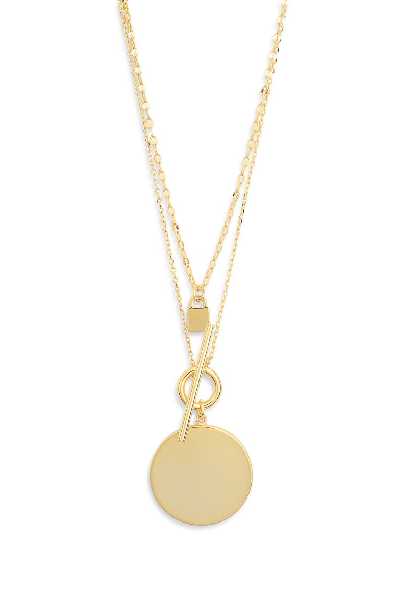 Set of 2 Demi Fine Disc Pendant Necklaces, Main, color, GOLD