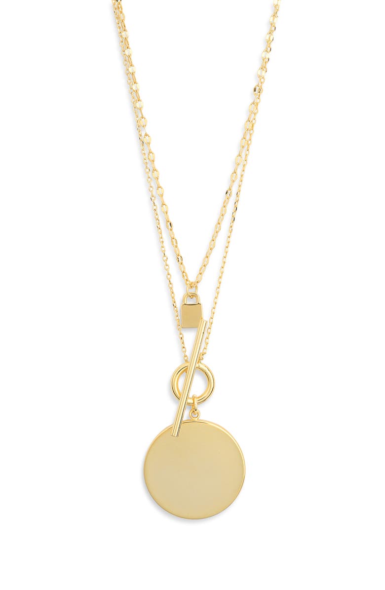 NORDSTROM RACK Set of 2 Demi Fine Disc Pendant Necklaces, Main, color, Gold