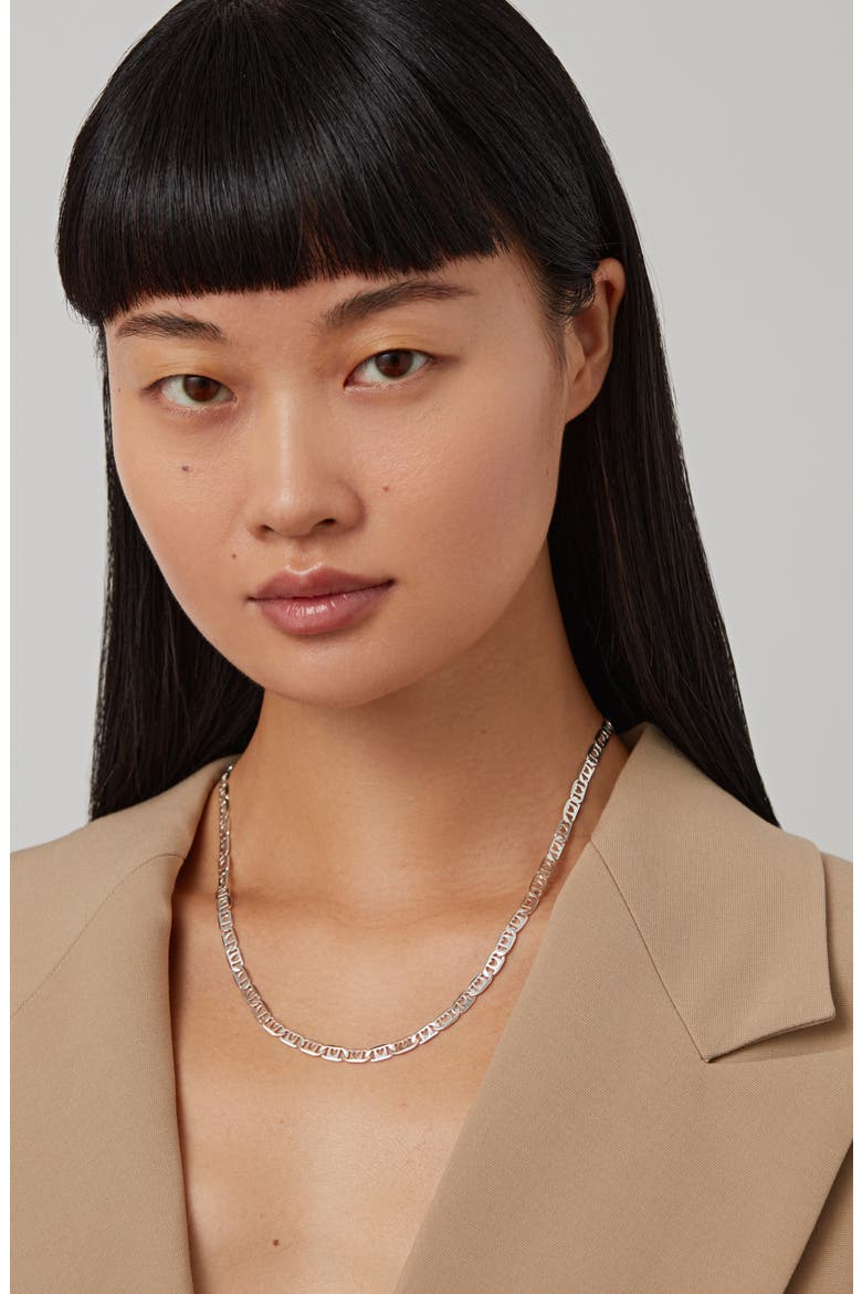 Bobbi Heart Link Chain Necklace, Alternate, color, HIGH POLISH SILVER