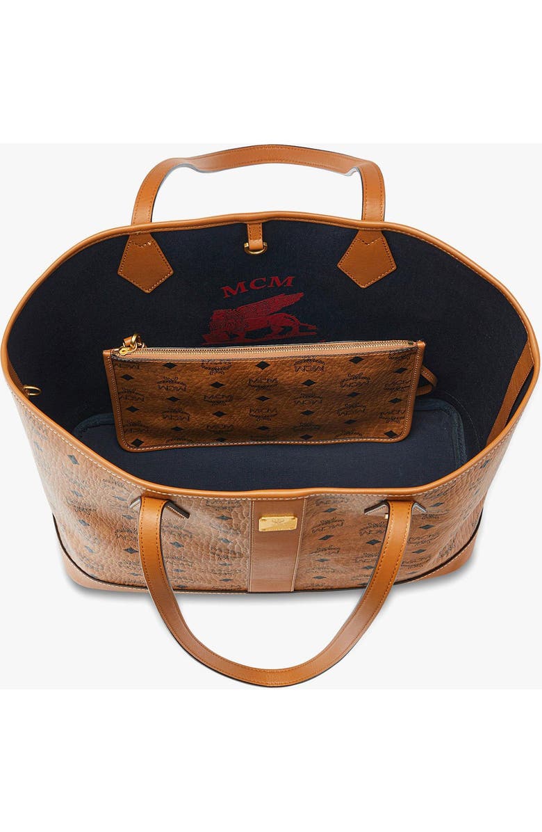 MCM New Medium Liz Shopper in Visetos, Alternate, color, Cognac