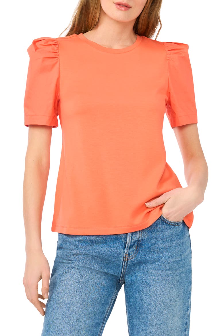 Puff Sleeve Top, Main, color, LIVING CORAL