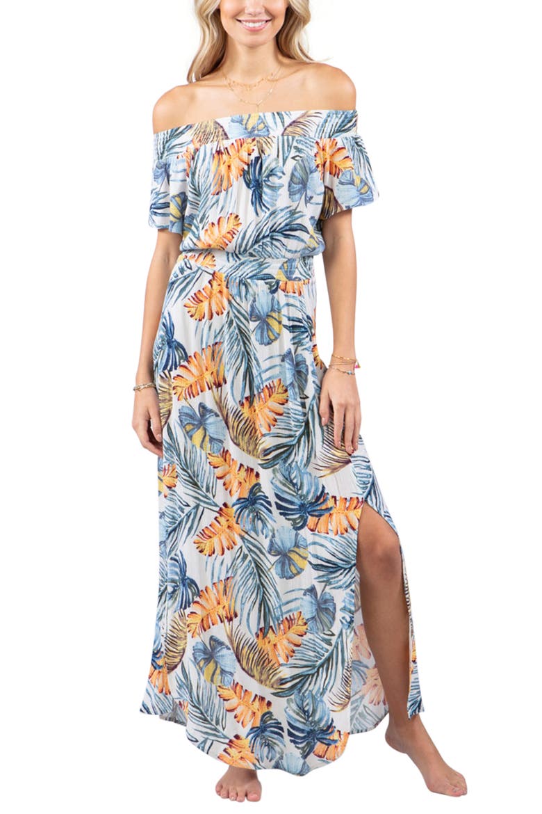 Sayulita Off the Shoulder Maxi Dress, Main, color, BONE