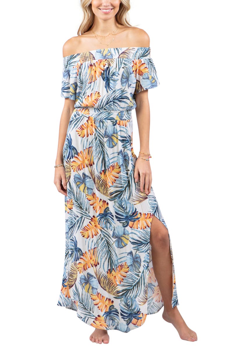 Rip Curl Sayulita Off the Shoulder Maxi Dress, Main, color,