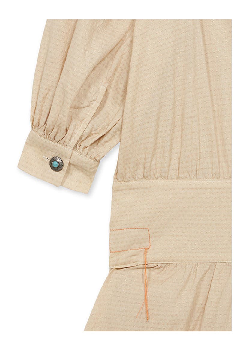 Maxi Korean Collar Linen Dress, Alternate, color, Ecru