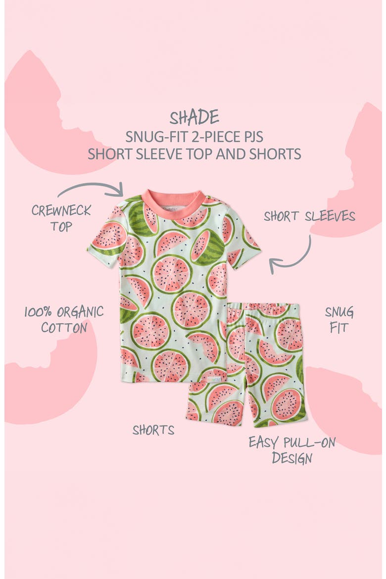 Kids' Shade Fitted Two-Piece Organic Cotton Pajamas, Alternate, color, ONE IN A MELON