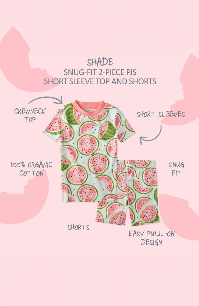 BUTTERBLU Kids' Shade Fitted Two-Piece Organic Cotton Pajamas, Alternate, color, One In A Melon