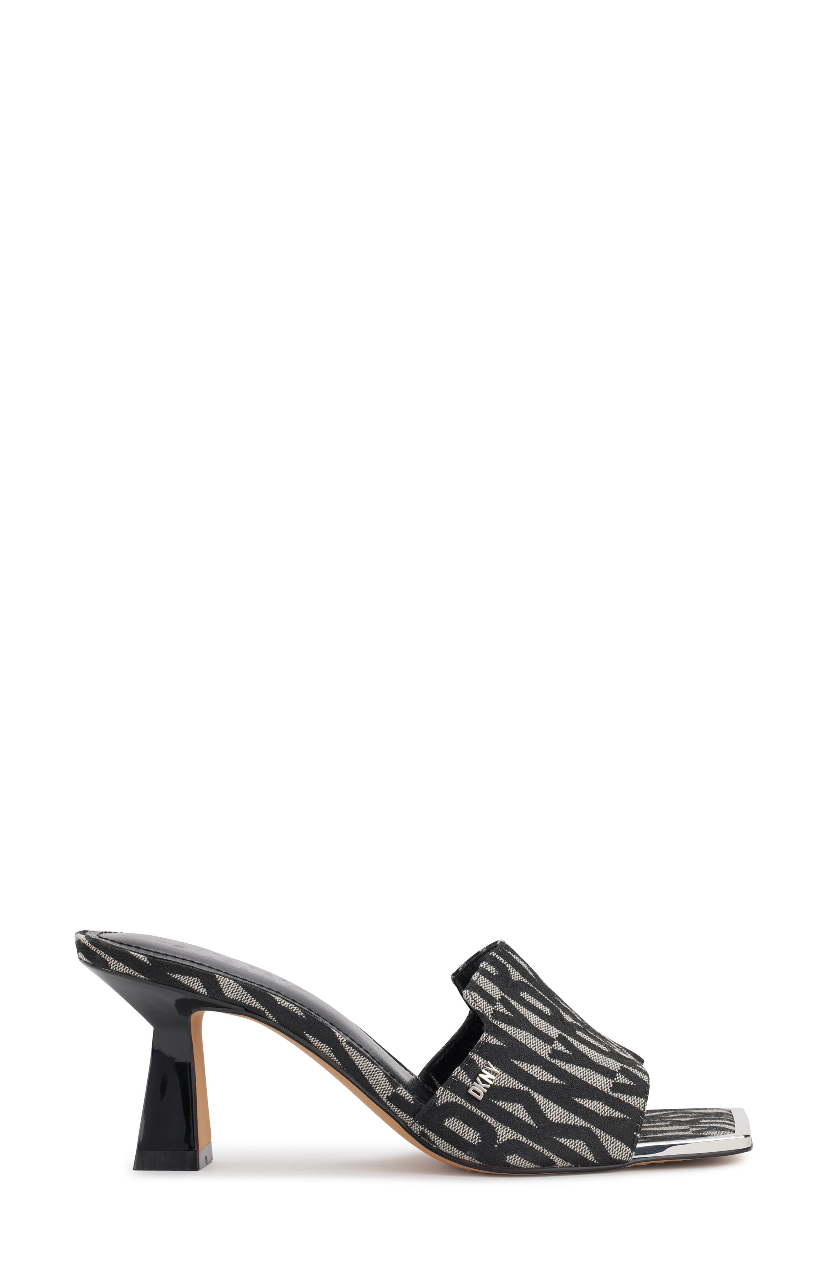DKNY Square Toe Slide Sandal, Alternate, color, Black/ Eggnog