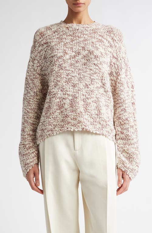 Maria McManus Wool & Cashmere Bouclé Sweater in Ivory /Cabarnet Boucle 