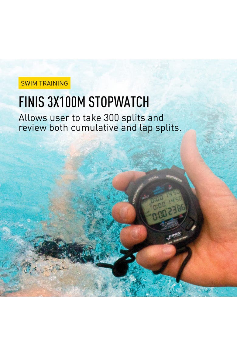 Waterproof Stopwatch for Swim Training 100 Split Memory Stroke Rate Mode Easy Read Display, Alternate, color, Black