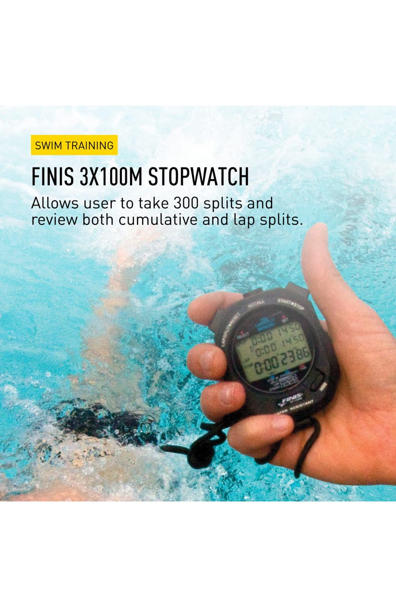 FINIS Waterproof Stopwatch for Swim Training 100 Split Memory Stroke Rate Mode Easy Read Display, Alternate, color, Black