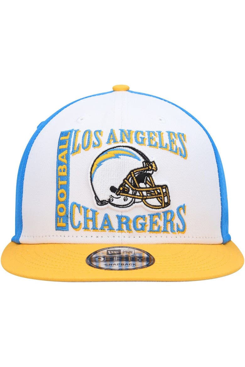 Men's New Era White/Gold Los Angeles Chargers  Retro Sport 9FIFTY Snapback Hat, Alternate, color, White