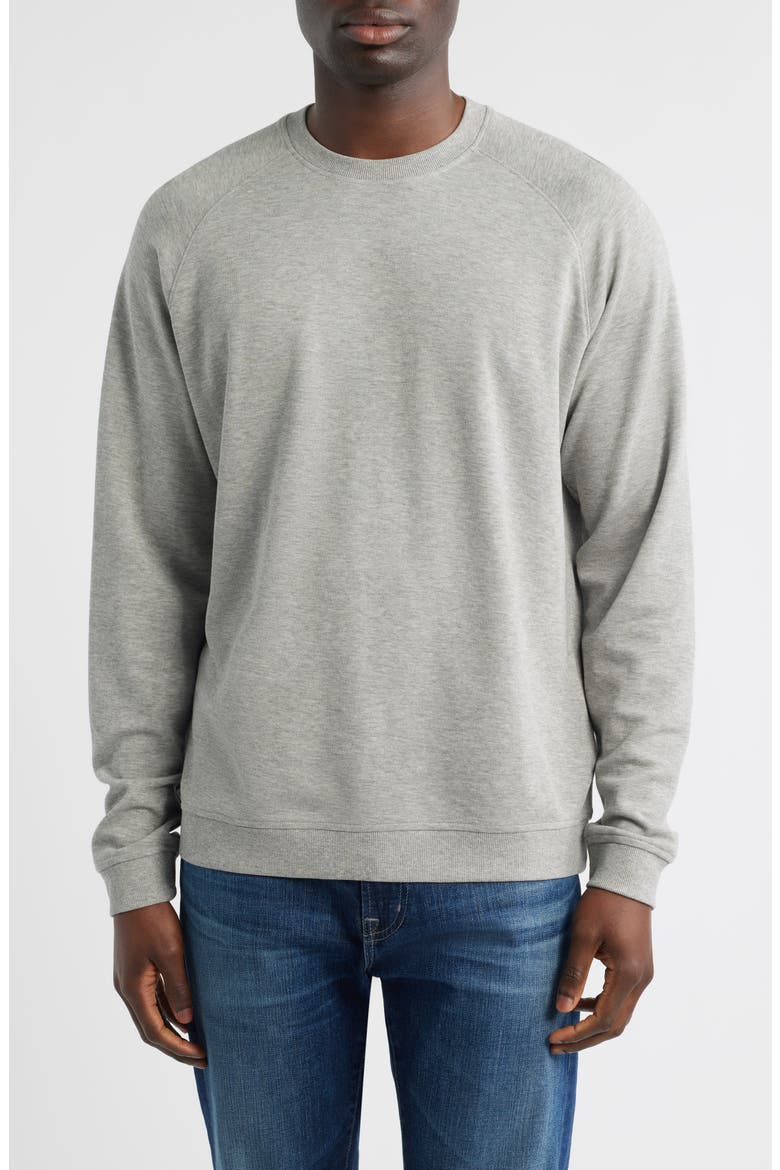 Crown Comfort Cotton Blend Piqué Crewneck Sweatshirt, Main, color, LIGHT GREY