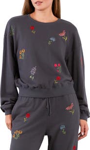 Billy T Flower Burst Embroidered Cotton Graphic Sweatshirt