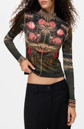Desigual Floral Mock Neck Top