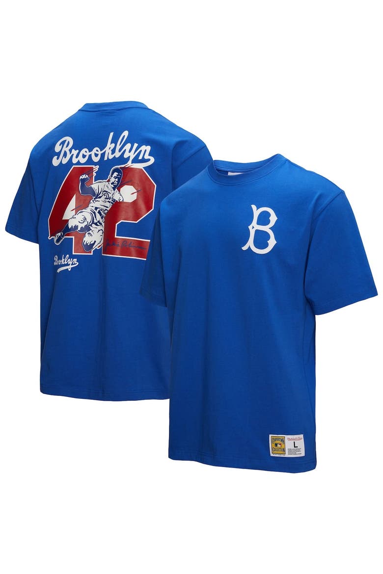 Men's Mitchell & Ness Jackie Robinson Royal Brooklyn Dodgers Legends Collection Vintage Logo T-Shirt, Main, color, Royal