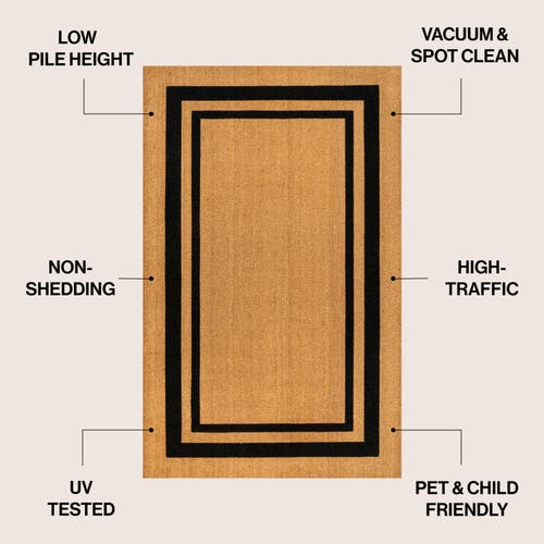 Jonathan Y Peater Classic Casual Commerical Natural Coir Indoor/outdoor Mat In Black