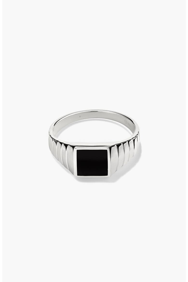 Black Onyx Square Signet Ring, Alternate, color, Sterling Silver