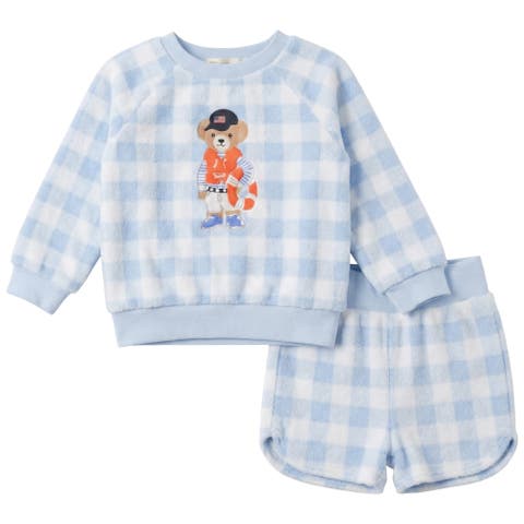 Bear Embroidered Terry Long Sleeve Top and Shorts Set (Toddler)