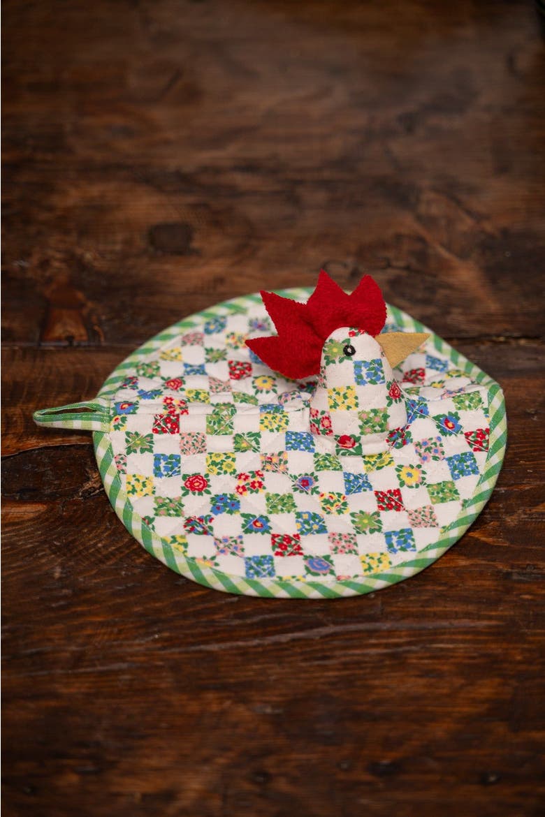 Rebecca Happy Hen Potholder, Alternate, color, Green