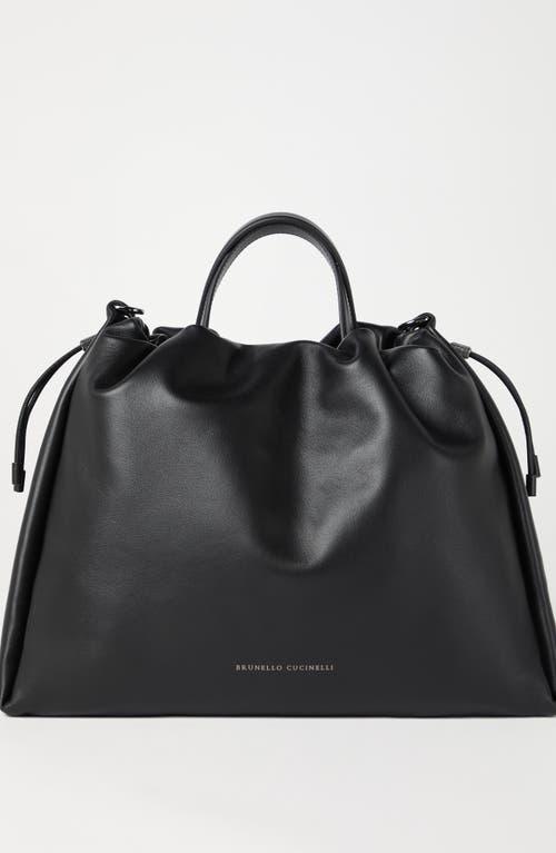 BRUNELLO CUCINELLI BRUNELLO CUCINELLI LARGE SOFT LEATHER MELLOW SHOPPER BAG 