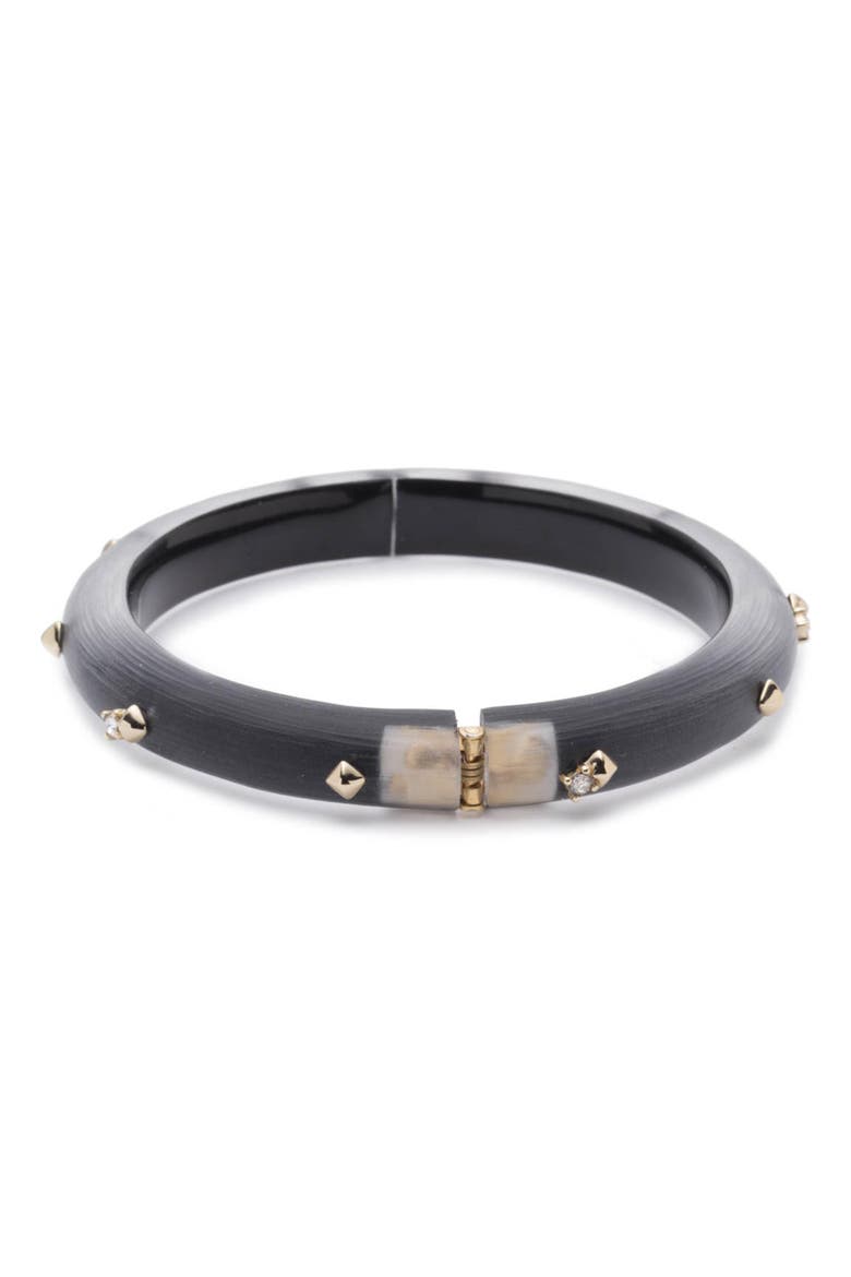 Essentials Golden Stud Hinge Bangle, Alternate, color, BLACK