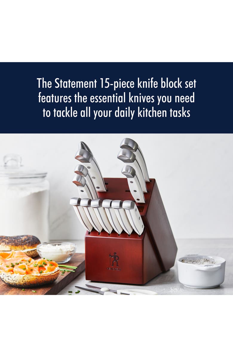 HENCKELS CUTLERY Statement 15-Piece Knife Block Set, Alternate, color, White