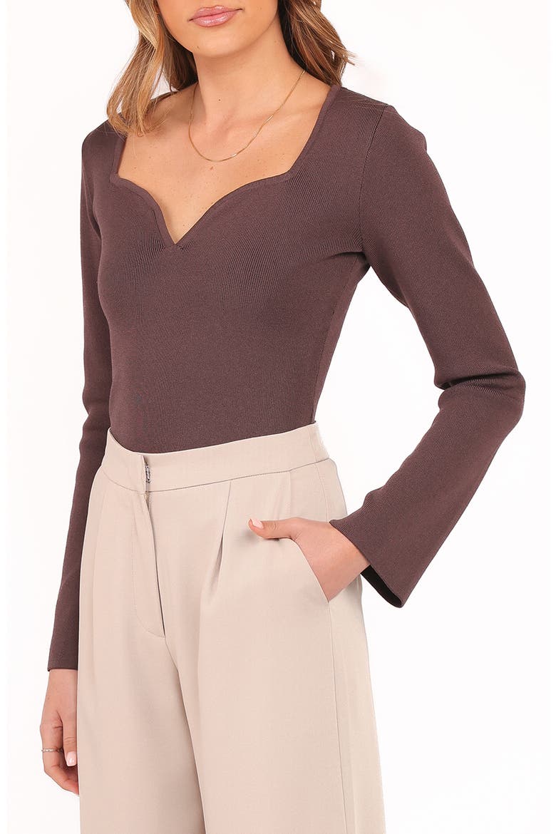 Trinity Sweetheart Neck Knit Top, Alternate, color, CHOCOLATE BROWN
