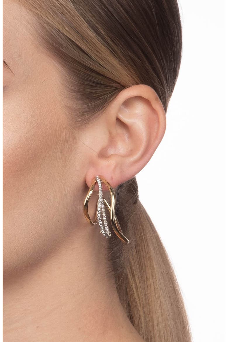 Orbit Wavy Hoop Earrings, Alternate, color, MIXED METAL