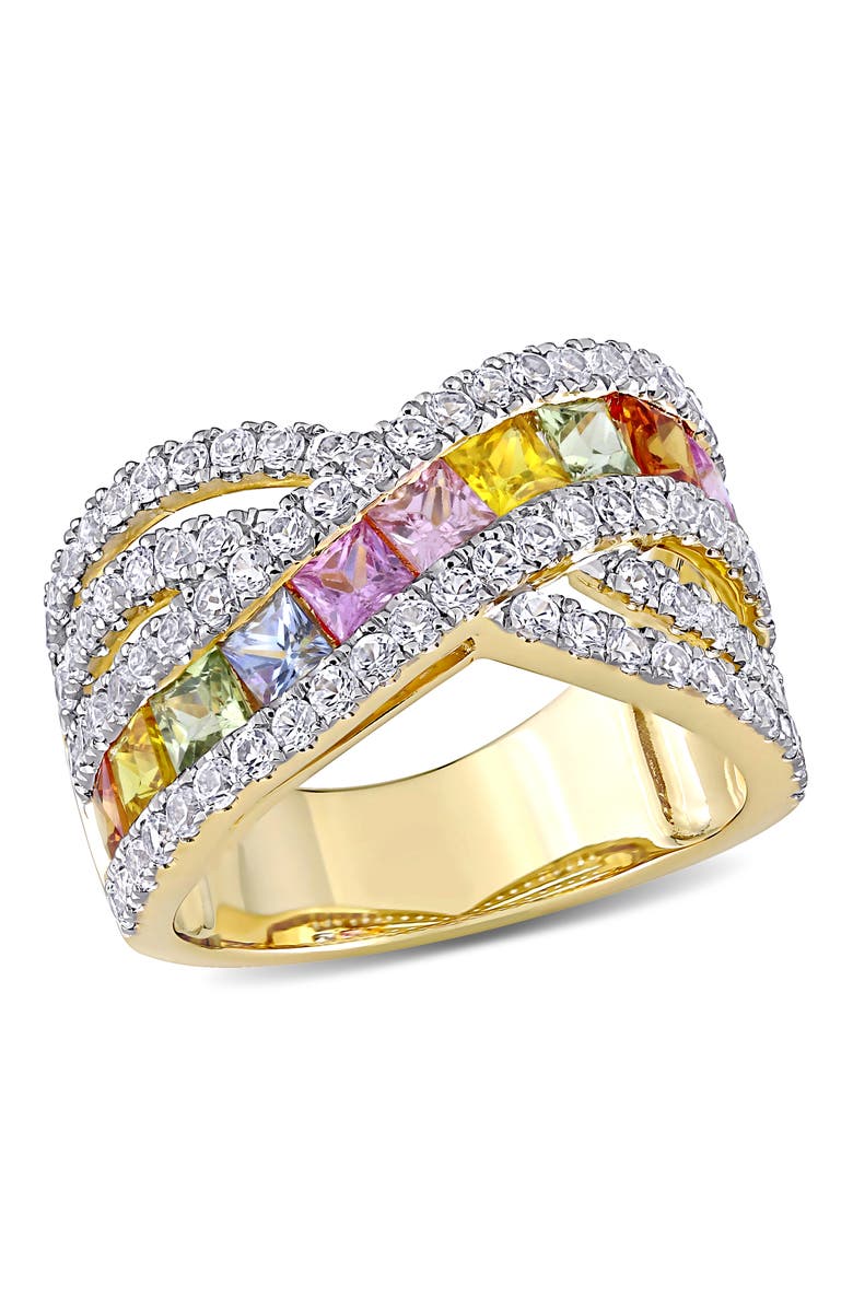 Julianna B. Multi-Color Sapphire Crisscross Ring 14k, Main, color, Multi-Color Sapphire