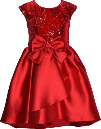 Kids' Sequin Velvet Bow Dress