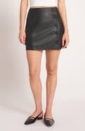 matty m. Button Trim Faux Leather Miniskirt