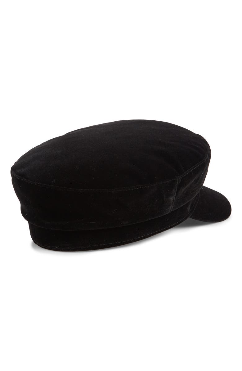 NORDSTROM RACK Velvet Newsboy Cap, Alternate, color, Black