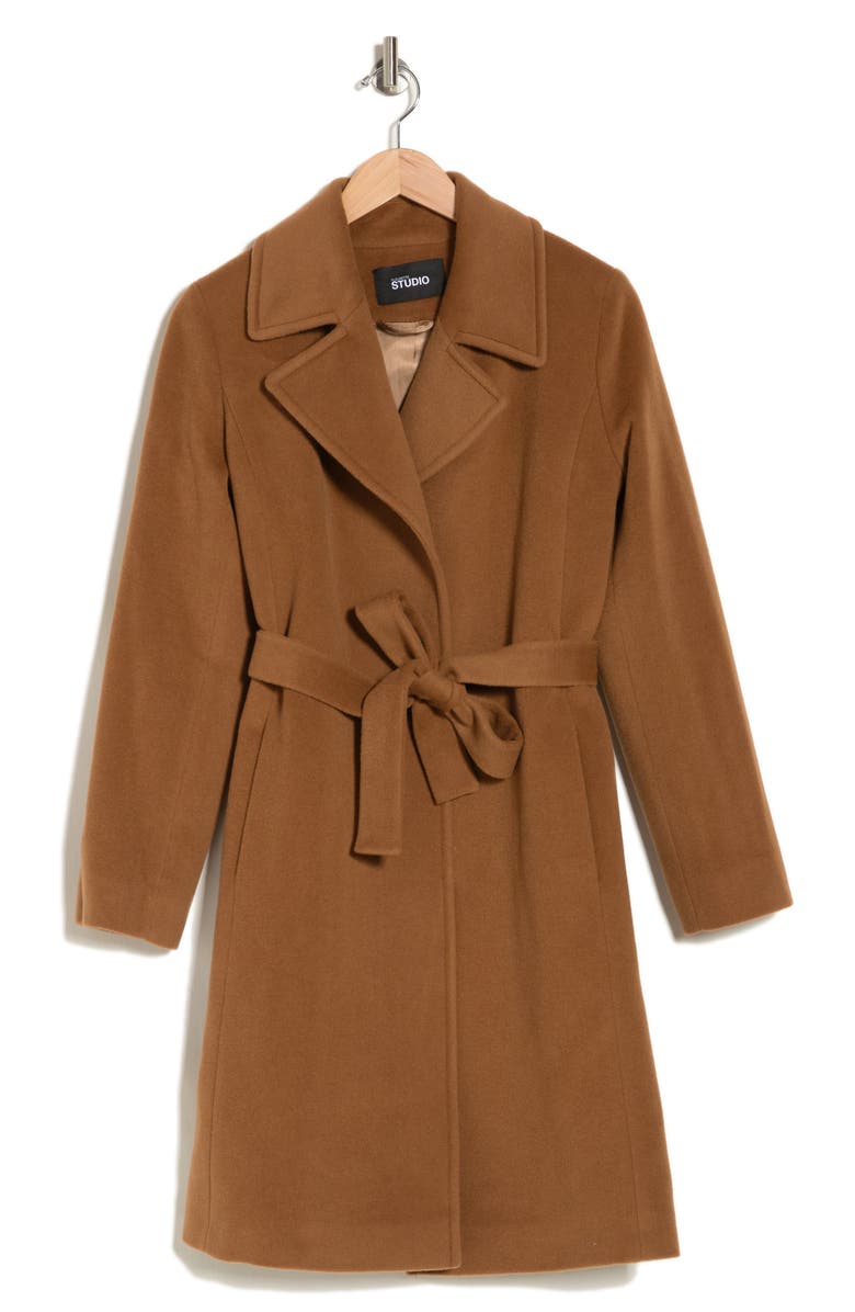 Fleurette Belted Wool Blend Coat, Alternate, color,