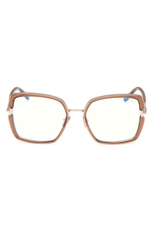 TOM FORD TOM FORD 55MM SQUARE BLUE LIGHT BLOCKING OPTICAL GLASSES