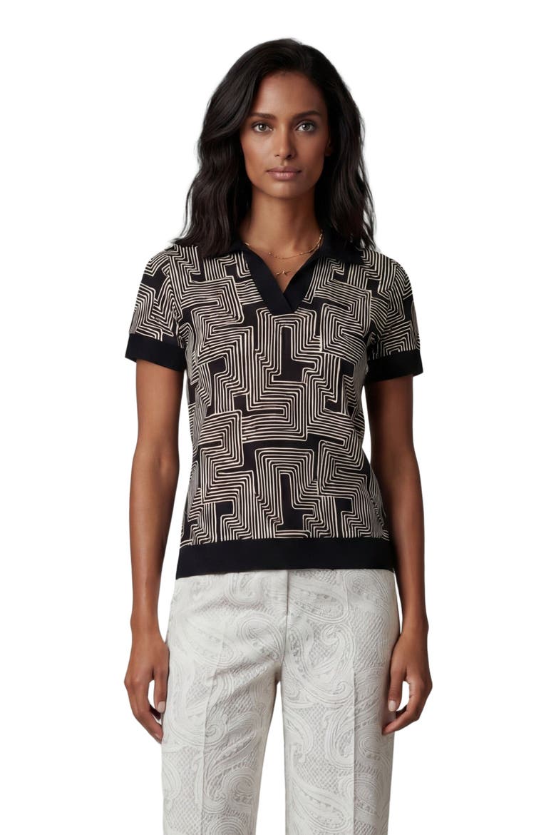Inter Twine Womens Merino Silk Cashmere Polo, Main, color, INTER TWINE BLACK