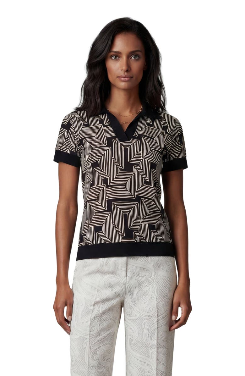 Lords of Harlech Inter Twine Womens Merino Silk Cashmere Polo, Main, color, Inter Twine Black