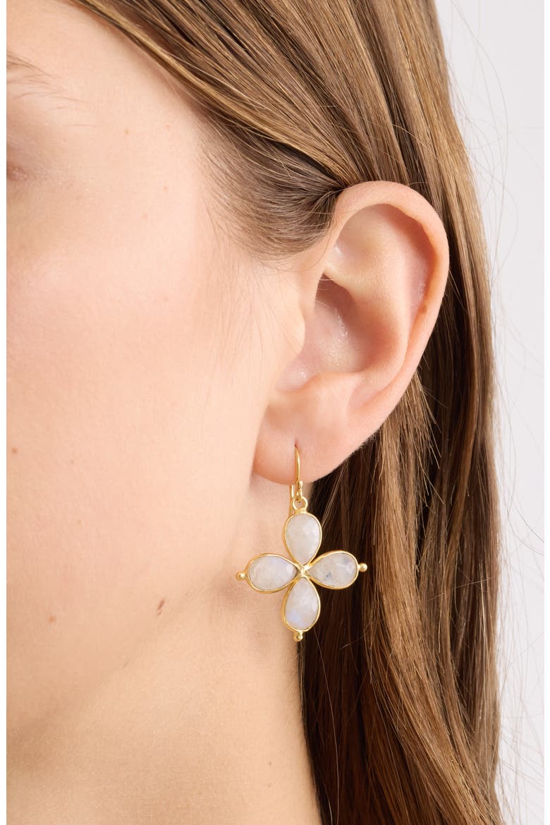 Lucia Moonstone Flower Drop Earrings, Alternate, color, GOLD