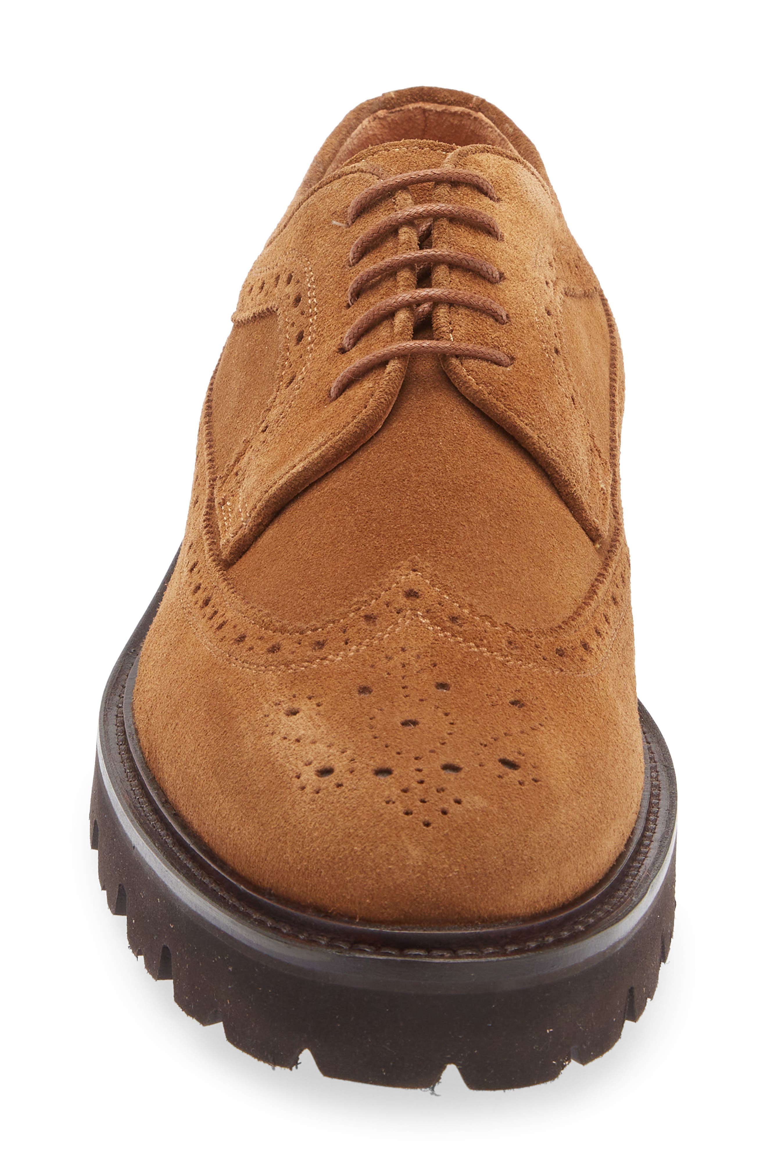 Gentle Souls Faro Wingtip Brogue Derby, Alternate, color, Tan Suede