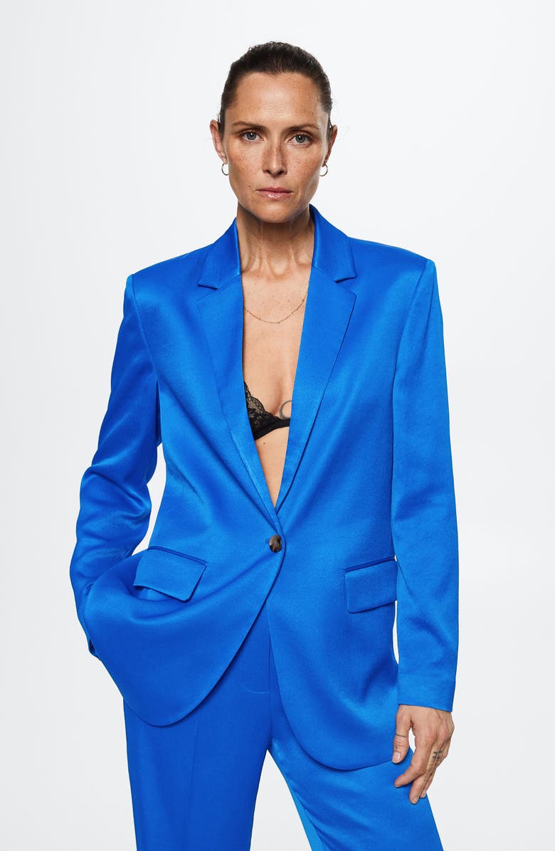 MANGO Flowy Satin Suit Pants, Alternate, color,