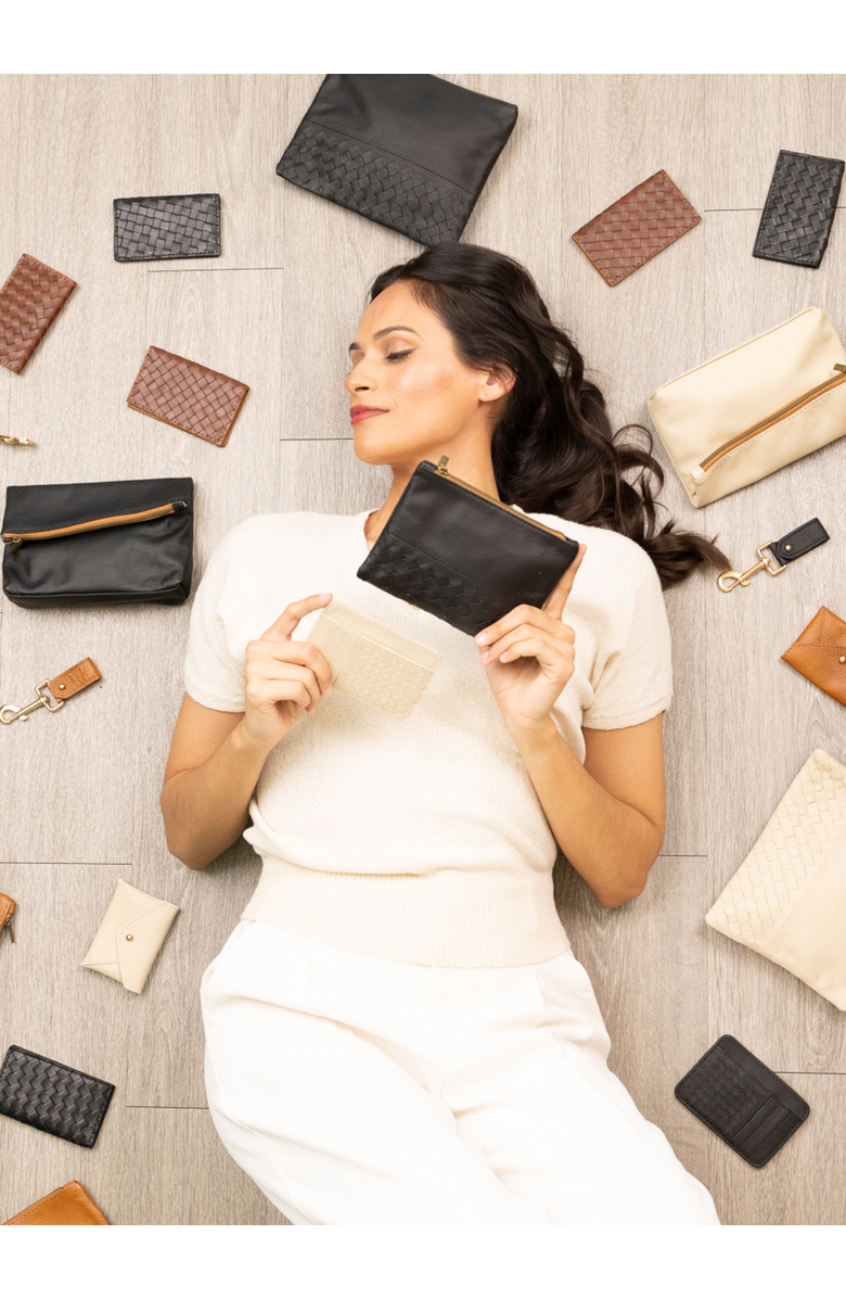 Deux Mains Large Pouch, Key Chain & Slim ID Bundle, Alternate, color, Black