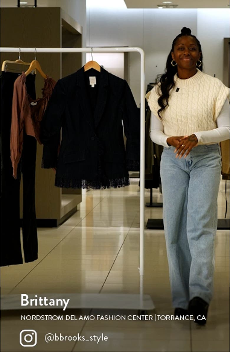 Roxie Lace Trim Denim Blazer, sales video thumbnail